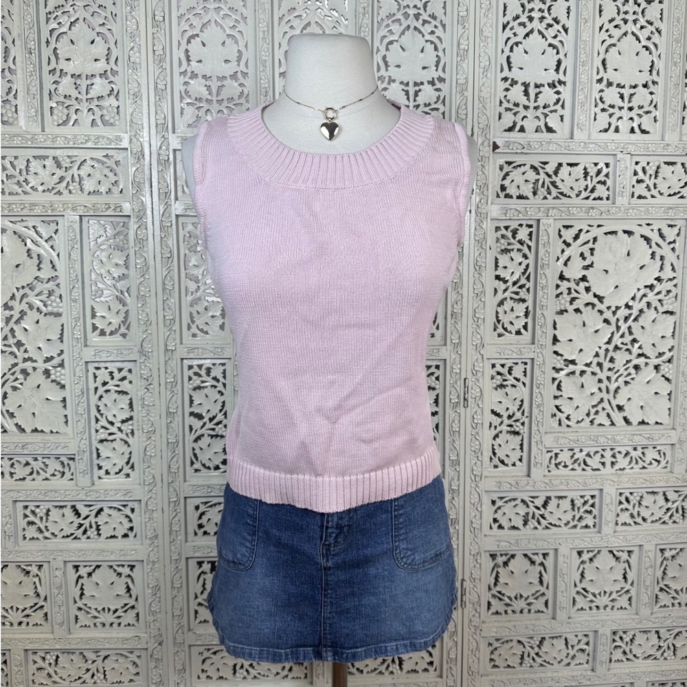 Vtg Etcetera Light Baby Pink Silk Cotton‎ Blend Sleeveless Sweater Vest Sz Small